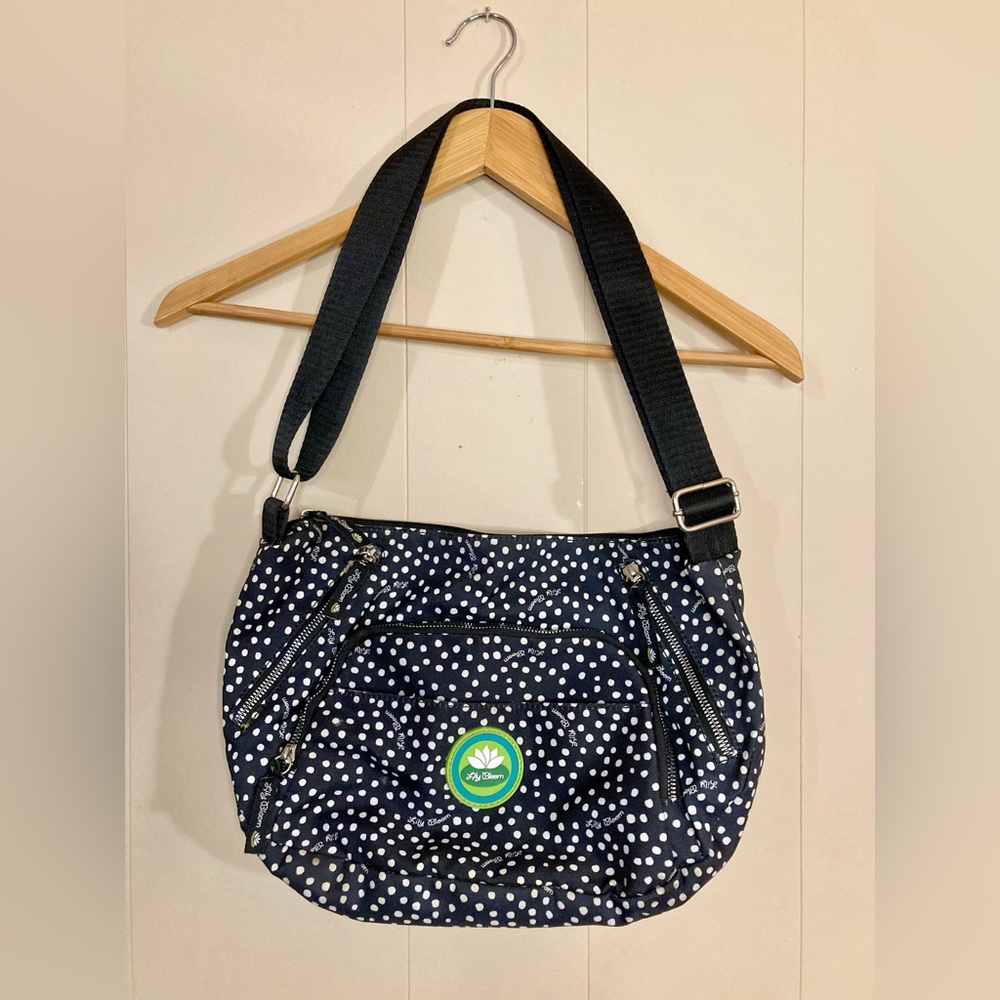 Lily Bloom Colette Crossbody Bag Black White Dancing Polka Dots